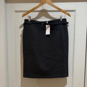 * mango * grey checkered flannel pencil skirt